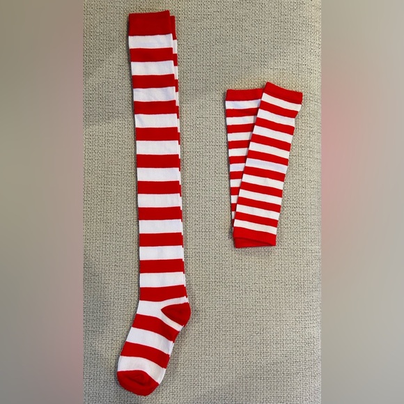 Other - Santa’s Elf Above The Knee Socks And Fingerless Gloves Set- NWOT🎄
